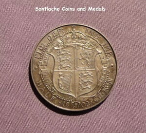 1902 キング エドワード 7 世 シルバー マット プルーフ ハーフクラウン - 希少