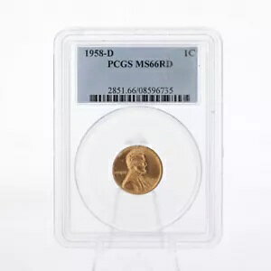 1958-D 1C �����J�[�� �Z���g �E�B�[�g ���o�[�X �f���o�[ �~���g PCGS MS 66 RD �V�[���h