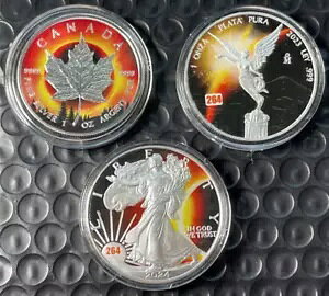2024/2023 エクリプス コレクション 3 x 1 オンス シルバー コイン セット リベルタ、イーグル & メープル