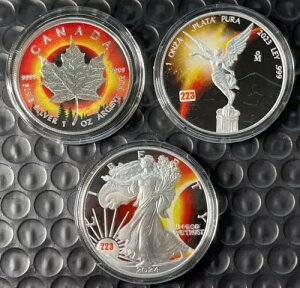 2024/2023 エクリプス コレクション 3 x 1 オンス シルバー コイン セット リベルタ、イーグル & メープル