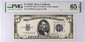 �č��A$5�A1934D�AFr#1654Wi Wide I (TA �u���b�N)�APMG 65 EPQ