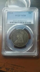 1838 ���[�h�G�b�W �L���b�v�h �o�X�g �V���o�[ �n�[�t�_���[ 50C PCGS VF30 4706