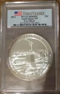 2011 ATB �Q�e�B�X�o�[�O�������� 5 �I���X �V���o�[ 25c PCGS MS69PL �t�@�[�X�g �X�g���C�N