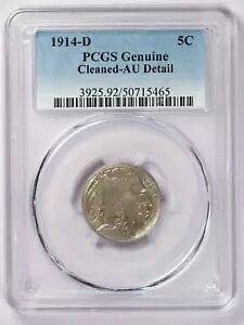 1914-D バッファロー ニッケル PCGS 純正洗浄済み - AU 詳細