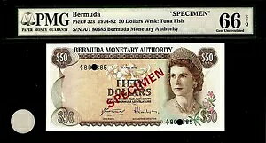 バミューダ 50 ドル 1978 SPECIMEN PMG 66 EPQ UNC クイーン エリザベス 2 世
