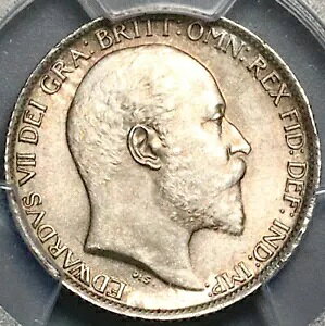 1906 PCGS MS 65 エドワード 7 世 6 ペンス イギリス 宝石銀貨 (24042401C)