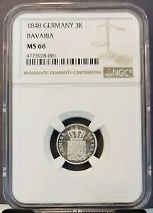 1848 �h�C�c �V���o�[ 3 �N���C�c�@�[ 3K �o�C�G�����B���[�g���B�q NGC MS 66 �W�F�� BU �󏭃R�C��