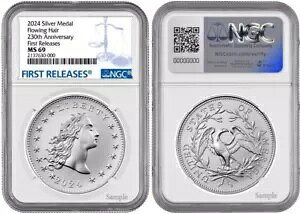 2024 Silver Flowing Hair Ag 230Th Anniv Medal NGC MS69 t@[Xg[X