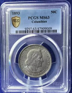 :1893�N 50C �R�����r�A������L�O �n�[�t�_���[ PCGS MS63 ���� R2