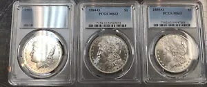 $1 �����K�� �V���o�[ �_���[ 1883-O 1884-O & 1885-O ���ׂ� PCGS MS63 3 �� * AvenueCoin
