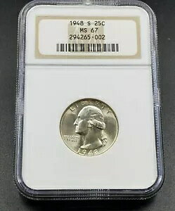 1948 S 25C ���V���g�� �N�H�[�^�[ �R�C�� NGC MS67 GEM BU �u���E�� ANA ���x�� �z���_�[