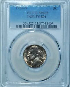 1954 S PCGS MS65 FS-801 DDR �_�u���_�u���_�C ���o�[�X 5C �W�F�t�@�[�\�� �j�b�P��