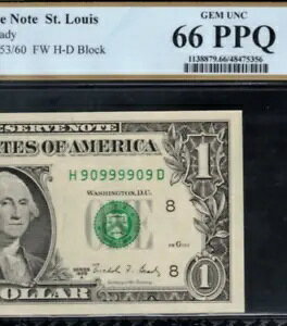 1988A $1 �A�M������s���� PCGS 66PPQ �X�[�p�[ ���[�_�[ �V���A���ԍ� 90999909