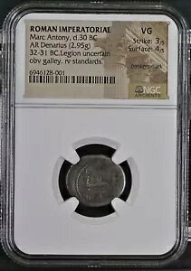 Roman Imperatorial - �}���N �A���g�j�[ - BC 32-31 - �V���o�[ �f�i���E�X - NGC VG -Crawf:41