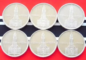 hCc Zbg 6x 5 REICHSMARK 1934 A D E F G J CHURCH SWASTIKA t WW2