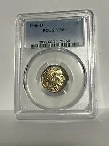 1936 D / obt@[ jbP RC / 5c fo[ / UNC / ~gXe[g / PCGS MS 66