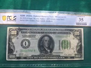 1928A �~�l�A�|���X 100 �h���A�M������s�� PCGS 35 �I�� VF ���ň��������\