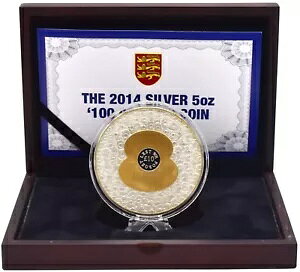 コイン シルバー プルーフ 100 ポピー 5オンス 2014 ?10 ジャージ ボックス COA