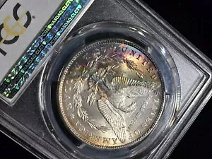 RAINBOW TONED 1889 PCGS ���[�K�� �V���o�[ �_���[ ���C���{�[�g�[���h��GEM BU TONER