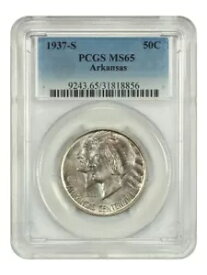 1937-S 50C アーカンソー PCGS MS65 - クラシック シルバー 記念品 - 低造幣品