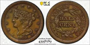 1854 �҂ݍ��݃w�A �n�[�t�Z���g PCGS AU-55