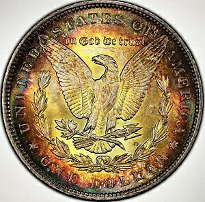 1896 P トーン モーガン $ PCGS MS 63????Monster Peripheral Colorful Rainbow ????