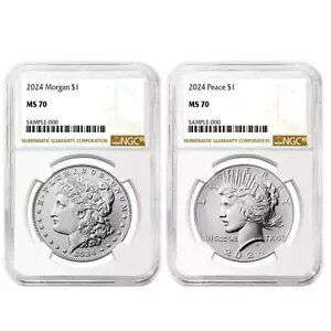 2024 $1 ���[�K�� �A���h �s�[�X �V���o�[ �_���[ 2 �Z�b�g NGC MS70 �u���E�� ���x��