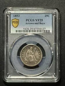 1853 ȃoeB NH[^[ ***Arrows and Rays PCGS VF25