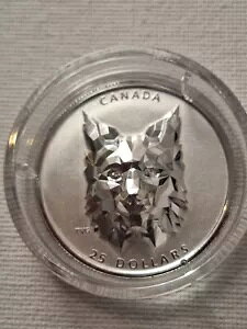 2020 $25 カナダ マルチファセット オオヤマネコ ハイレリーフ 1オンス 99.9% シルバー コイン
