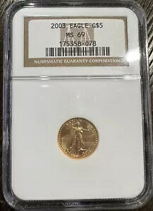 2003 アメリカン イーグル $5 1/10 オンス 金貨 - NGC MS69