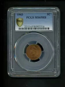1903 US Indian Head Cent 1c .01 PCGS MS65 RB �I���W�i�� �T�[�t�F�X �i�C�X �X�g���C�N GEM!