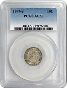 1897 S 10C �o�[�o�[ �_�C�� �V���o�[ PCGS AU50 �����ʃR�C���ɂ���