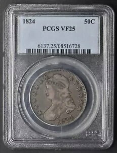1824 Lbvh oXg n[t_[ PCGS VF25 Dbl vt@C tBftBA 50C -COINGIANTS-