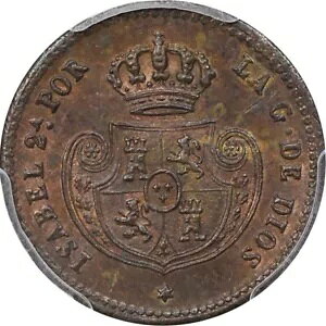 �X�y�C�� 1852a decima de real Queen Isabel II PCGS MS63BN