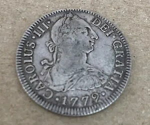 1779 Mo FF M メキシコシティ メキシコ 2 レアル銀貨 KM 88.2 カルロス 3 世
