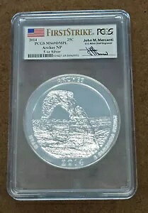 PCGS MS69DMPL t@[XgXgCN 2014 A[`[Y 25C ATB 5OZ Vo[ [084WEB]