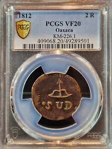 1812 2 REALES �I�A�n�J�A���L�V�R - SUD MORELOS �� PCGS VF20BN KM-226.1 (POP 1/6)