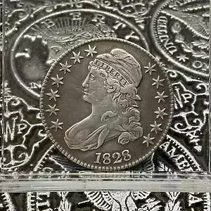 1828 USA 50C �L���b�v�h �o�X�g �n�[�t�_���[ �啶�� & SM 8s �X�N�G�A�x�[�X 2 XF �R�C��