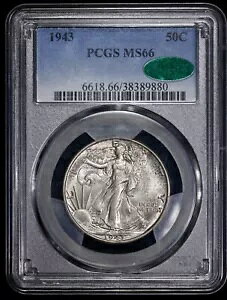 1943 �E�H�[�L���O ���o�e�B 50c �n�[�t�_���[ PCGS MS 66 CAC ���F