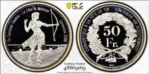 2008 �X�C�X 0.900 �V���o�[ 50 �t���� �v���[�t �R�C�� ~ �J�v�Z���� PCGS PR69DCAM