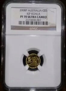 2008 NGC PF70 $5 �S�[���h 1/25oz �I�[�X�g�����A �uKIP KOALA�v �E���g�� �J���I