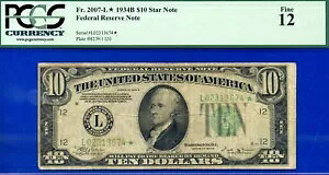 1934B $10 �A�M������s�� PCGS 12 rar 7 ���m�̃T���t�����V�X�R �X�^�[ Fr 2007-L*