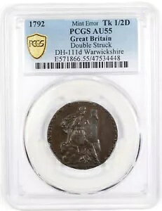 PCGS �G���[ AU55 GB 1792 �_�u���X�g���N �E�H���b�N�V���[ �R���h�� �g�[�N�� 0.5 �y�j�[