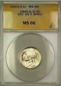 1945-D/D RPM-2 DDO DIE 5 펞Vo[ WFt@[\ jbP 5c RC ANACS MS-66 (i)