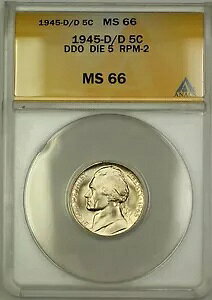 1945-D/D RPM-2 DDO DIE 5 펞Vo[ WFt@[\ jbP 5c RC ANACS MS-66 (A)