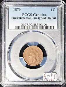 1870 インディアン ヘッド セント PCGS AU 詳細。素敵ですね!予約なし!