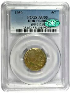 1930 PCGS AU55 DDR FS-801 5 �r�o�b�t�@���[ �o�b�t�@���[ �j�b�P���ACAC ���x���g�[��