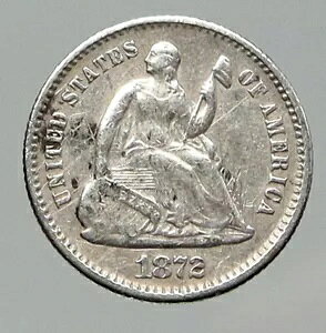 1872 �A�����J �A�����J �V���o�[ SEATED LIBERTY �A���e�B�[�N �V���o�[ �n�[�t �_�C�� �R�C�� i92052