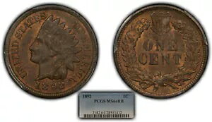 1892 1c �C���f�B�A�� �w�b�h �X���[�� �Z���g - �g�����̃��b�h - PCGS MS 64 RB - SKU-B1607