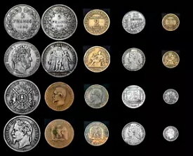 フランスコインコレクションロット、1844-1924年 - フランスのレアコイン10枚???? - ビッグロット